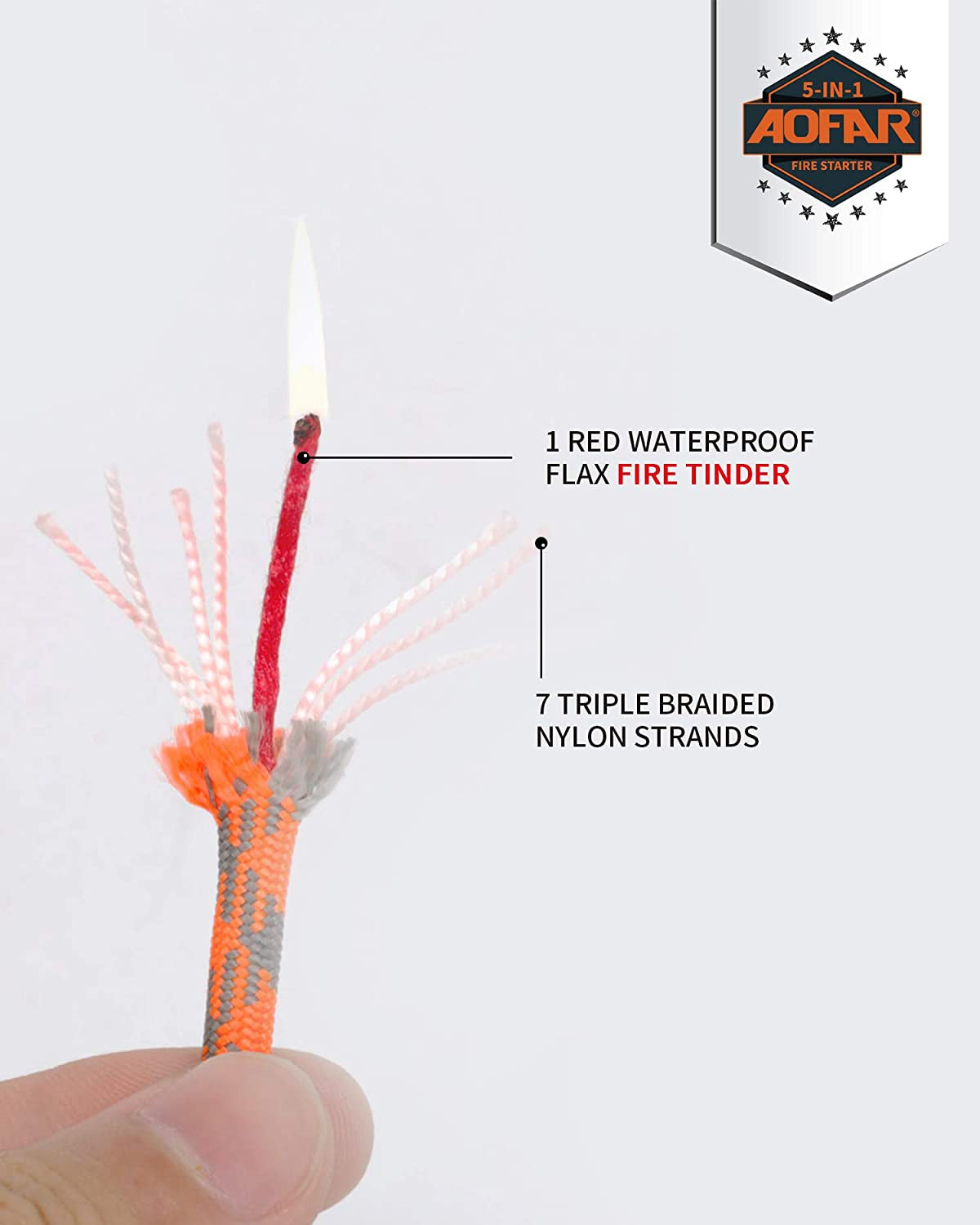 Fire Starter Af-381/Af-381Plus Fire Steel with Paracord and Whistle for Camping, Hiking, Hunting, Backpacking, Boating, Emergency Rescue…