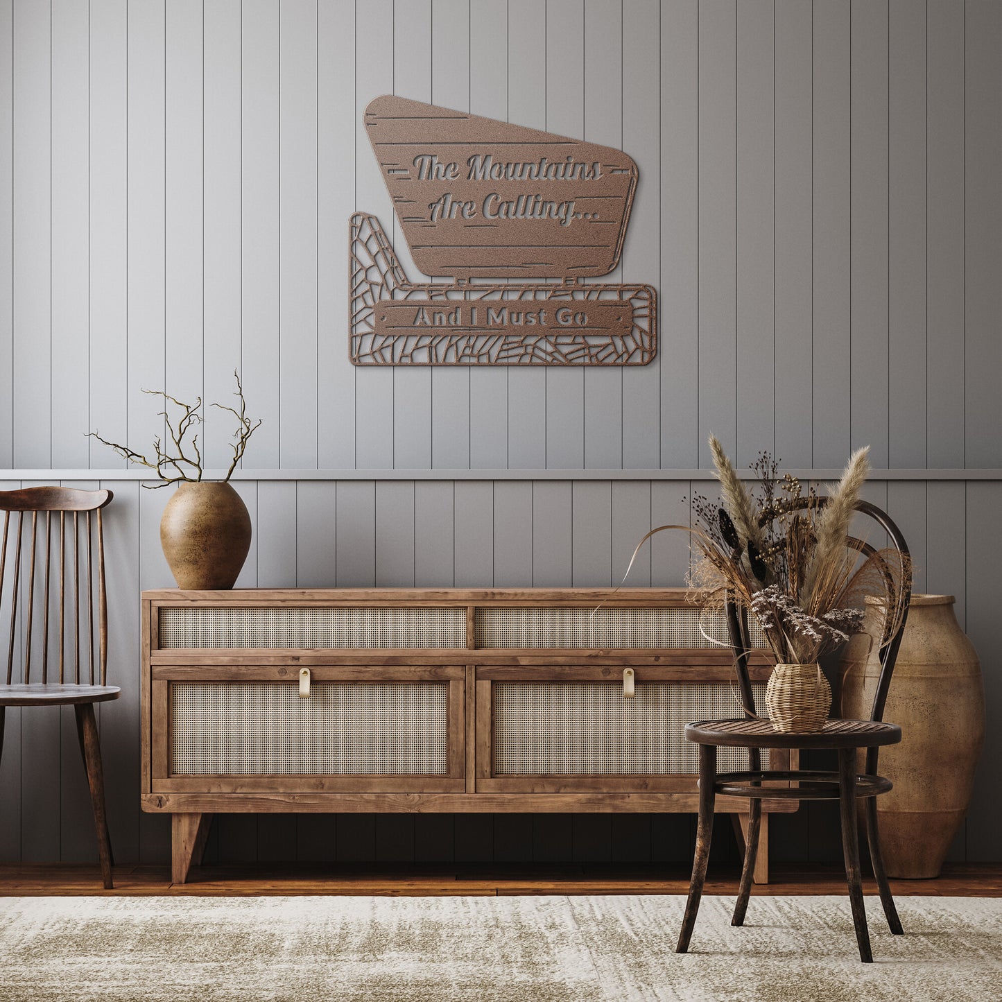 The Mountains Are Calling And I Must Go - Die Cut Metal Sign