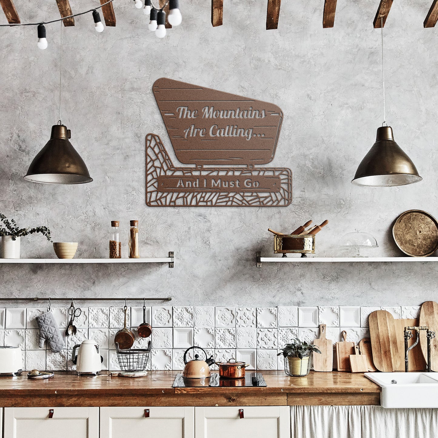 The Mountains Are Calling And I Must Go - Die Cut Metal Sign